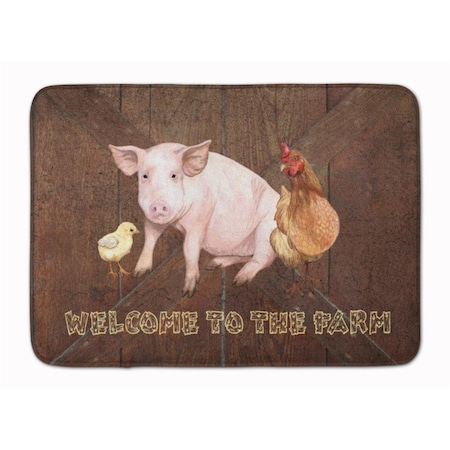 Carolines Treasures Welcome to Farm with Pig and Chicken Machine Washable Memory Foam Mat SB3083RUG